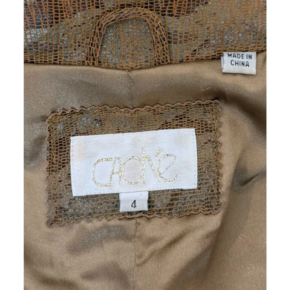 Vintage Caché Suede Tan Leather Snakeskin Jacket Blazer Lined Size 4 Western
